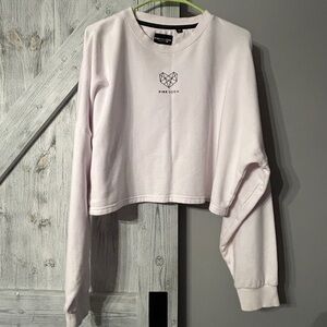 Pink Soda Sport white cropped sweatshirt size large hard to find